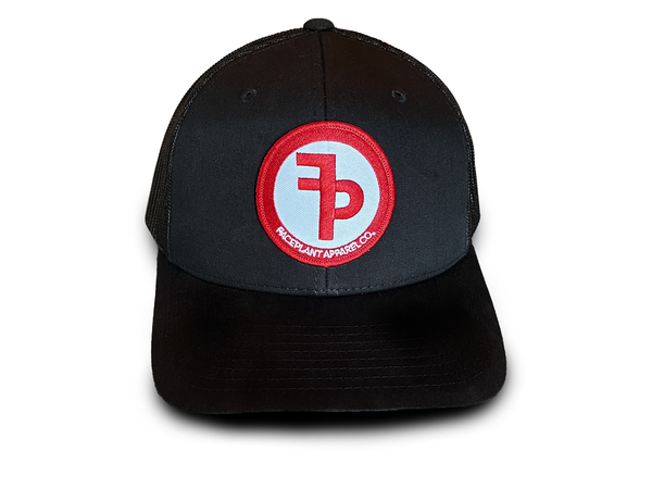 FP APPAREL, Red Circle Logo, Black Trucker Hat