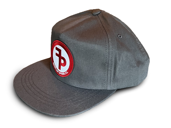 FP APPAREL, Red Circle Logo, Grey Floppy, Flat Brimmed Hat