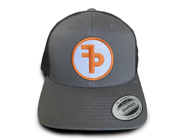 FP APPAREL, Orange Circle Logo, Grey/Black Trucker Hat