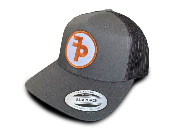 FP APPAREL, Orange Circle Logo, Grey/Black Trucker Hat