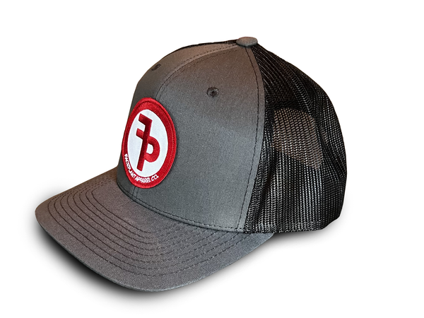 FP APPAREL, Red Circle Logo, Grey Trucker Hat