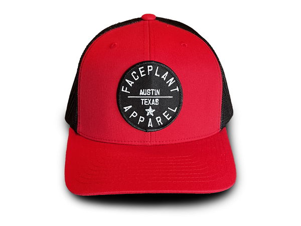 FP APPAREL Badge, Red and Black Trucker Hat