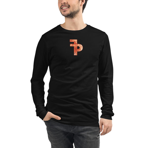 FP APPAREL, Men's Distressed Orange Logo, Long Sleeve T-Shirt