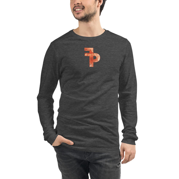 FP APPAREL, Men's Distressed Orange Logo, Long Sleeve T-Shirt