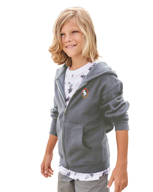 FP APPAREL, Youth Midweight Charcoal Zip Hoodie